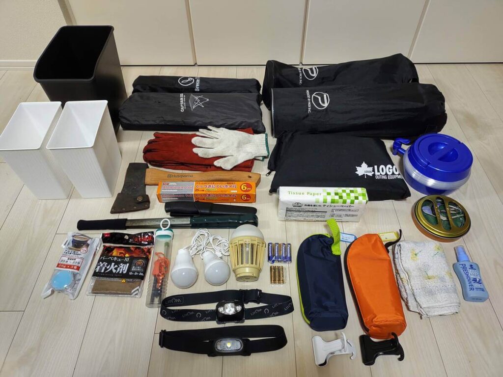 収納されていたキャンプ道具の一覧